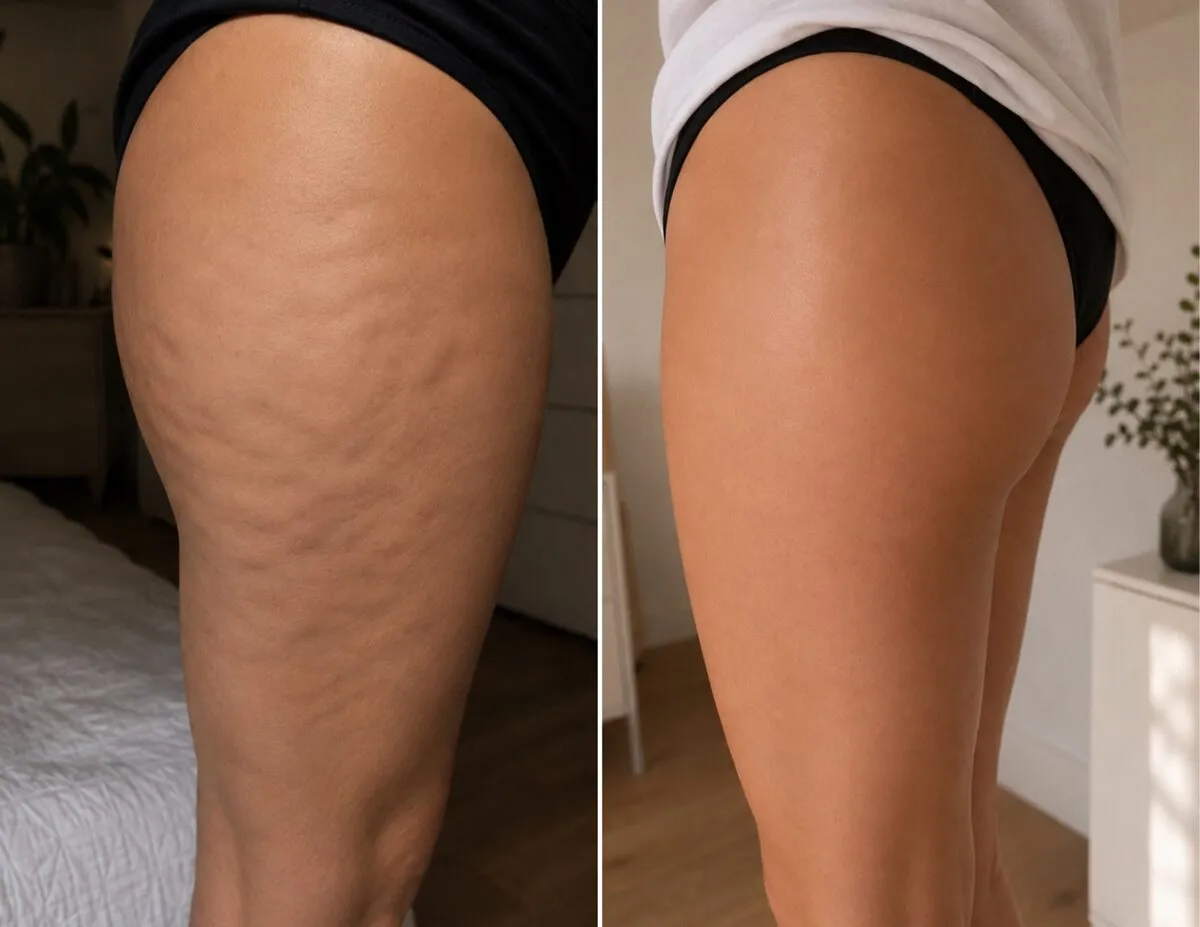 Avant / après cuisses — relief atténué